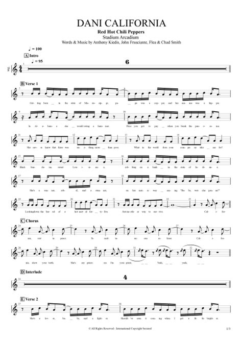 Dani California Tab By Red Hot Chili Peppers Guitar Pro Guitars Bass Backing Track