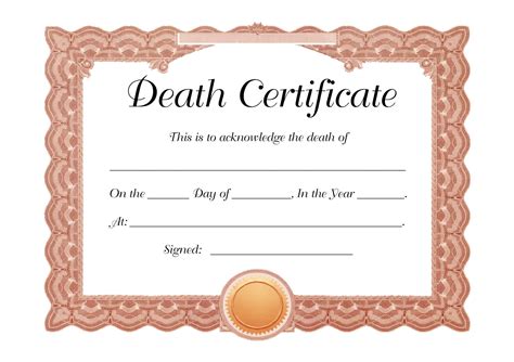 Free Printable Death Certificate Templates [Word, PDF] Forms