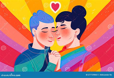 Two Women In Love Lesbian Homosexual Pride Concept Generative Ai