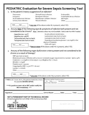 Fillable Online Frhs Evaluation For Severe Sepsis Screening Tool For