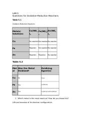 Lab Ngesumaria Docx Lab Questions For Oxidation Reduction