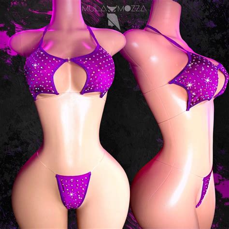 Exotic Dancewear Star Bikini Stripper Outfits Two Piece With Rhinestones Rave Bikini Etsy