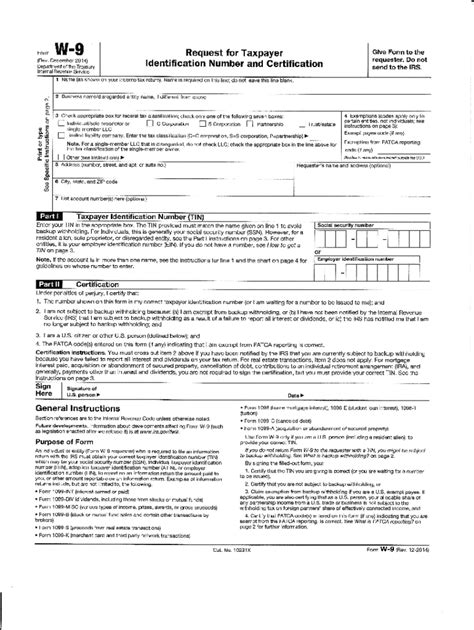 Fillable Online Irs Form W9 Request For Taxpayer Identification Number And Certification Fax