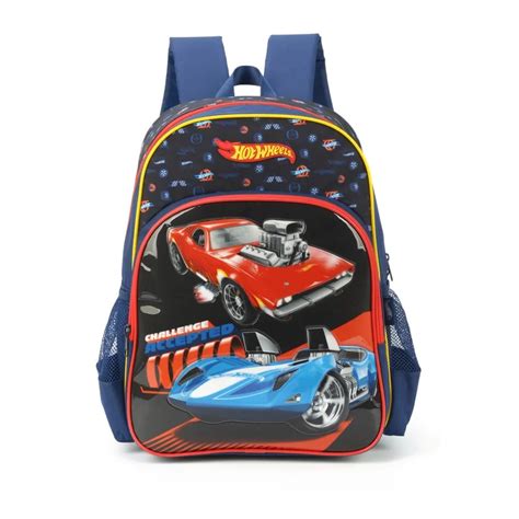 Mochila Escolar De Costas Luxcel Hot Wheels Azul Shopee Brasil