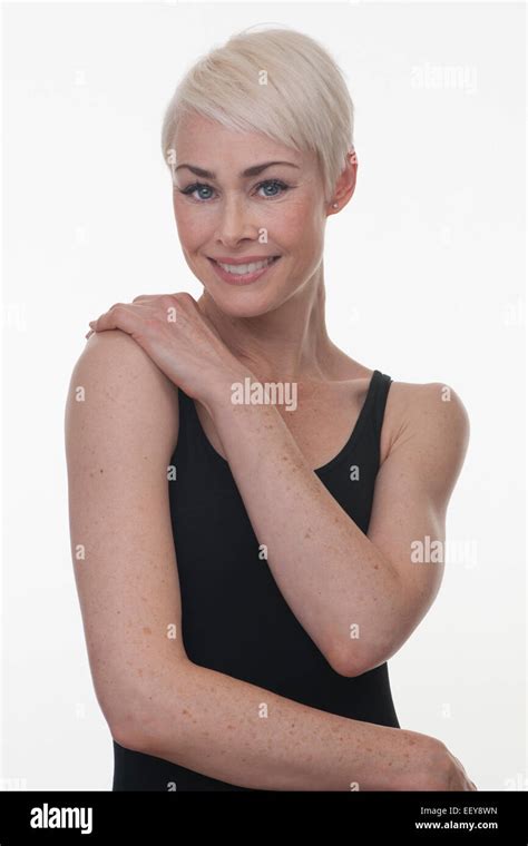 Mature Woman With Short Blonde Hair Hi Res Stock Photography And Images Alamy