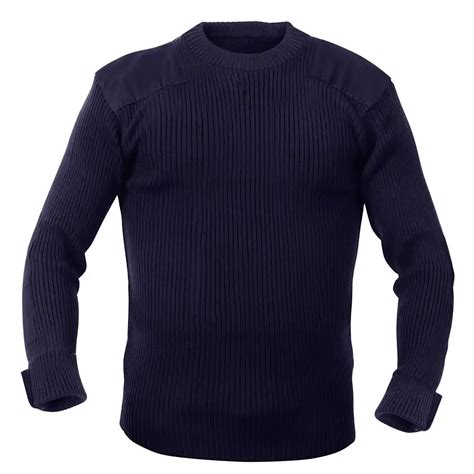 Navy Blue Crew Neck Acrylic Military Commando Sweater