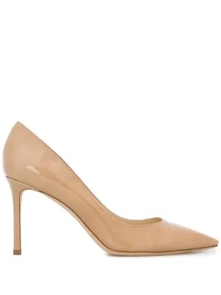 Jimmy Choo Nude Romy 85 Patent Leather Pumps Neutrals FARFETCH