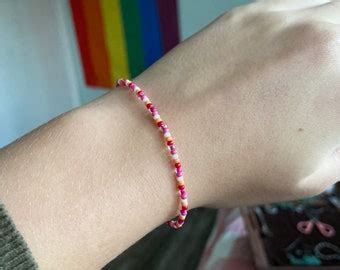 Lesbian Pride Flag Beaded Gemstone Bracelet Etsy