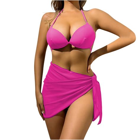 Pimelu Bathing Suit Womens Swimsuits Bikini Set For Women Three Piece Swimsuits Sexy Deep V Neck