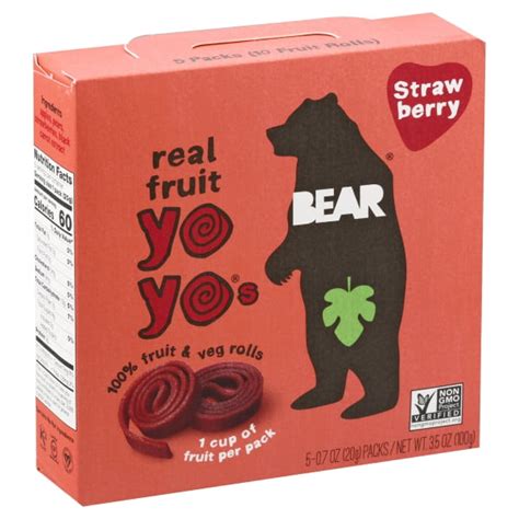 Bear Fruit Snack Rolls Strawberry 5 Count 3 5oz Non Gmo Gluten Free Vegan Kosher 100