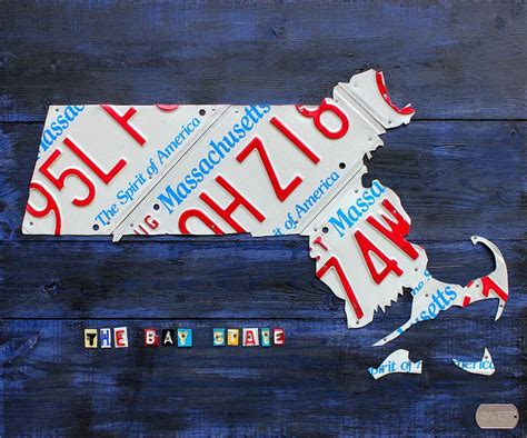 Massachusetts License Plate Map By Design Turnpike Map Canvas Art License Plate Art Map