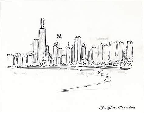 Chicago Skyline Line Drawing at PaintingValley.com | Explore collection ...