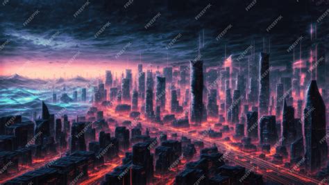 Premium Ai Image Neon Dreams A Futuristic Cyberpunk Cityscape At Night