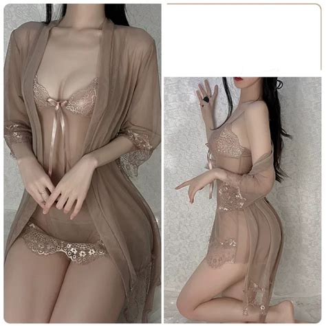 Jual Lingerie Set Sexy Baju Tidur Wanita Transparan Baju Dinas Malam Sexy Kimono 3A270 Shopee