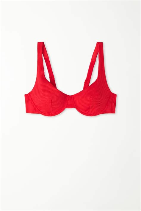 Top De Bikini Balconette De Microfibra Acanalada Reciclada Balconette Mujer Tezenis Outlet