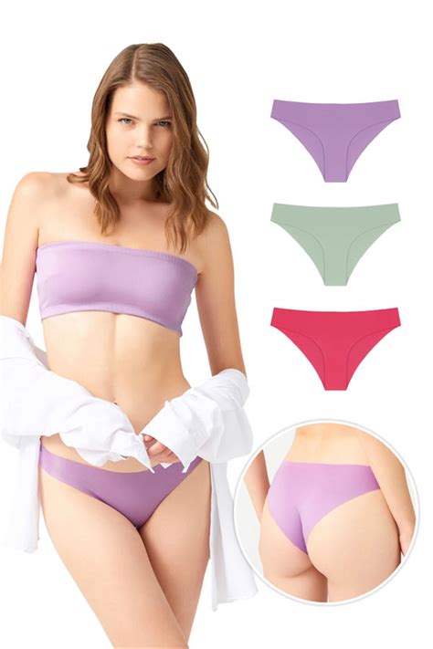 Lazer Kesim Kadın Bikini Külot 3 lü Paket 1 COTTONHILL