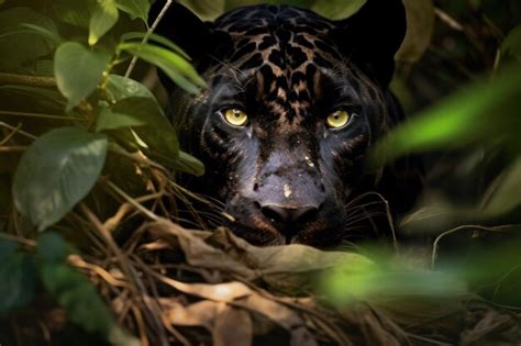 Premium Photo | Capture of powerful panther camouflaged in the shadows ...