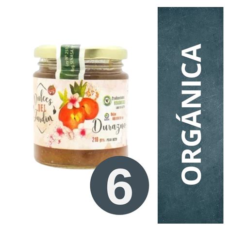 PACK DE MERMELADA ORGÁNICA DE DURAZNO DULCES DEL JARDÍN 6 X 210 GR