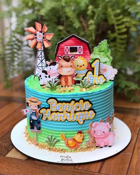 Bolo De Aniversário Fazenda - Bolo fazendinha: 75 lindas ideias e tutoriais práticos | Bolos de ...