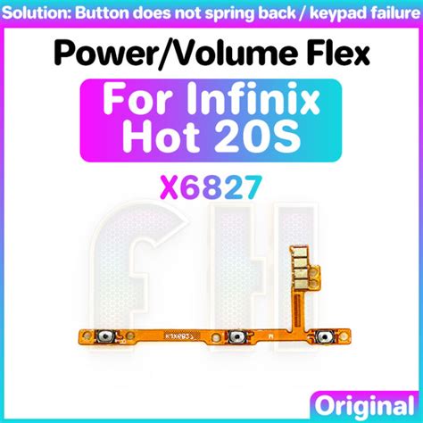 Power Volume Button Flex For Infinix Hot 20S X6827 Switch ON OFF Key Mute Button Ribbon Flex