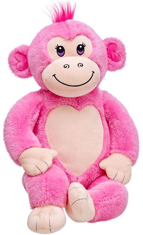 New Build A Bear Precious Pink Heart Monkey 17 Inch Stuffed Plush Toy