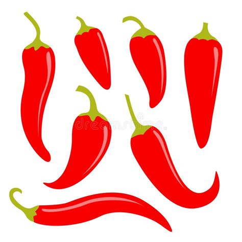 Chili Hot Pepper Icon Set Fresh Red Chili Cayenne Peppers Hot Food Spices Sticker Print