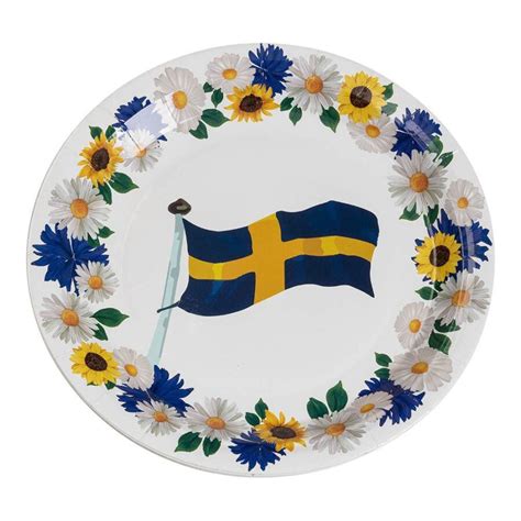 Papperstallrik Sverigeflagga Blommor Cm Pack Festfabriken Se