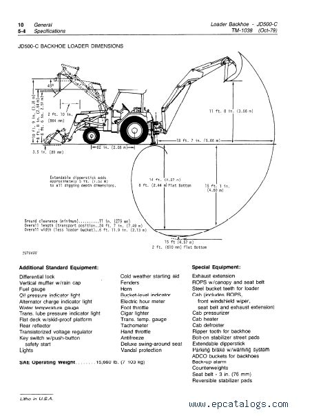 John Deere JD500 C Loader Backhoe PDF Technical Manual