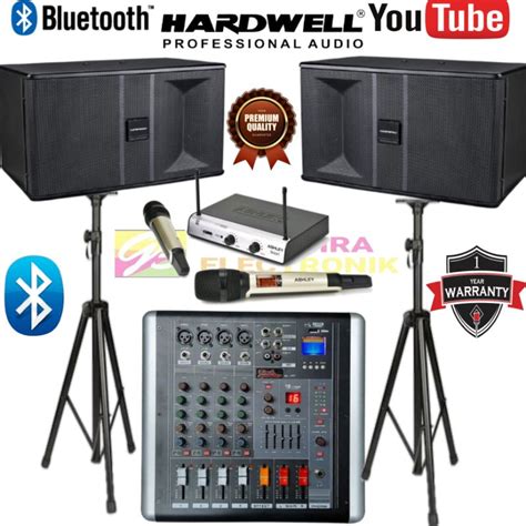 Jual Paket Karaoke Speaker Hardwell Inch Power Mixer Bluetooth Usb