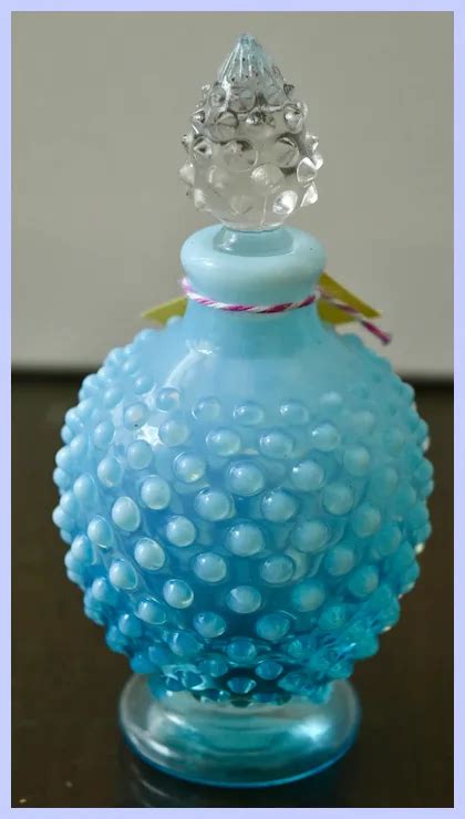 Blue Opalescent Hobnail Perfume Bottle Ruby Lane