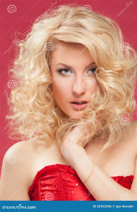 Blonde Woman In Red Dress Stock Photo Image Of Color