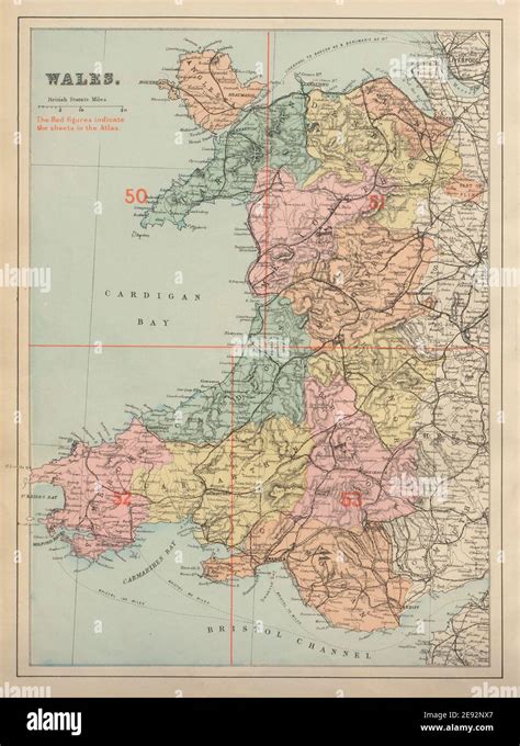 Wales Antike Indexkarte Von Gw Bacon Alter Jahrgang Diagramm