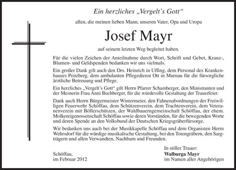 Traueranzeigen Von Josef Mayr Trauer Merkur De