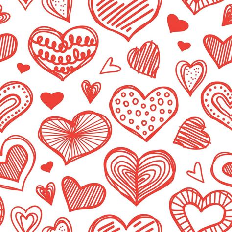 Seamless Pattern With Valentine Hearts Sketch Drawing For Your Design