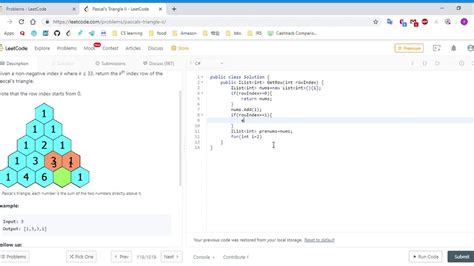 C Leetcode Pascal S Triangle Ii Youtube
