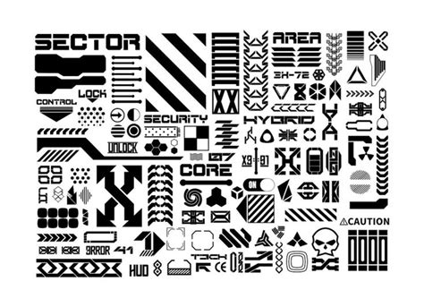 135 Vector Decal Elements Techwear Assets Icons Shapes Pack In One SVG