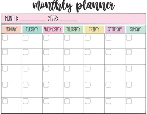 Free printable weekly & monthly planners — journey with jess