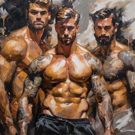 Male Throuple Digital Gay Art AI Generated Realistic Art Oil Etsy UK