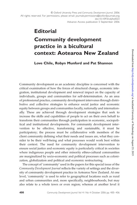 (PDF) Community development practice in a bicultural context: Aotearoa