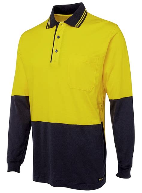 Hi Vis Cotton Long Sleeve Polo By Jbs Online Uniforms