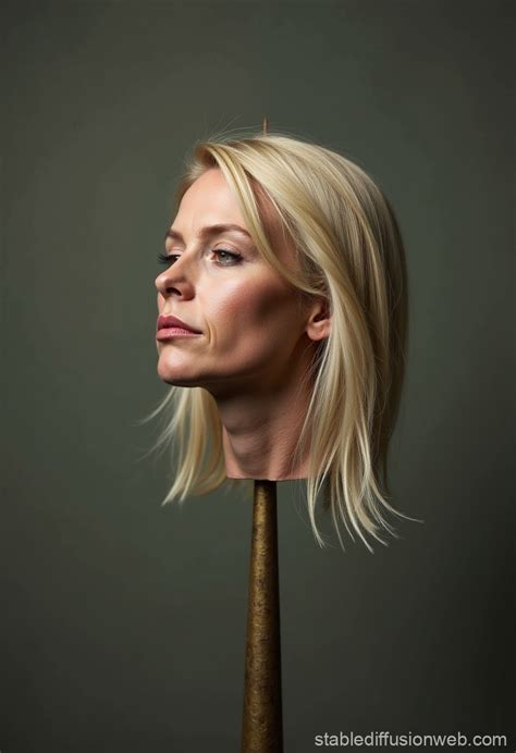 Bloody Spike With Blonde Woman S Head Stable Diffusion Online