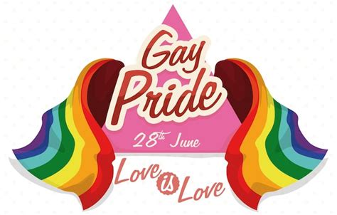 Bandera Del Arco Iris Alrededor Del Tri Ngulo Rosa Con Recordatorio Del Orgullo Gay Vector Premium