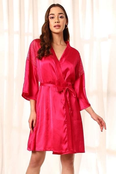 Buy Chic Basic Robe In Hot Pink Satin Online Clovia