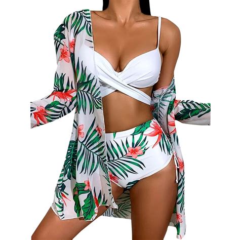 Bikinis De Cintura Alta Para Mujer Sexy Piezas Estampados Bikini Set De Cubierta Traje De