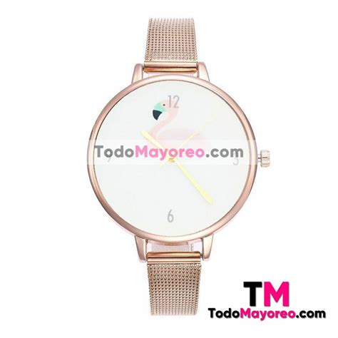 Reloj Rosado Flamingo Extensible De Metal Delgado R Todomayoreo