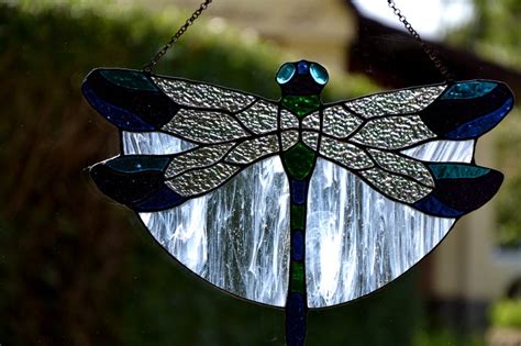 Stained Glass Suncatcher Dragonfly Window Hanging Etsy