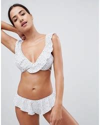 Women S White And Black Polka Dot Bikini Tops From Net A Porter