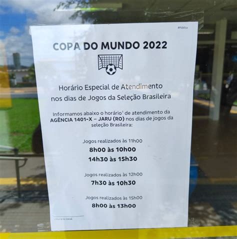 Copa 2022 bancos terão horário diferenciado nos dias de jogos da