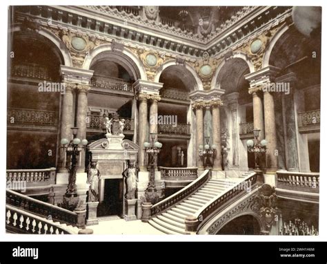 Opera House Staircase Paris France Photochrom Prints Color 1890