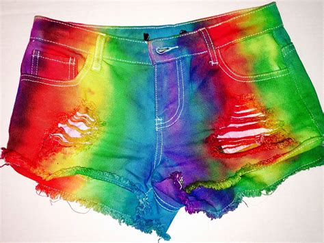 Rainbow Tie Dye Booty Shorts Tie Dye Denim Shorts One Of A Etsy